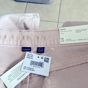 American Eagle light Pink Stretch High waist Straight leg Jeans NWT Size 14